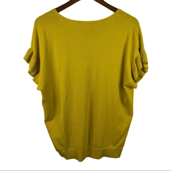 LOFT mustard yellow ruffle sleeve sweater top - Picture 2 of 6